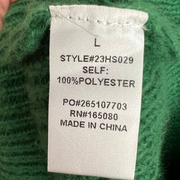 Green Cable Knit Sweater Chunky Cozy Preppy Vintage Academia Large - Picture 4 of 6